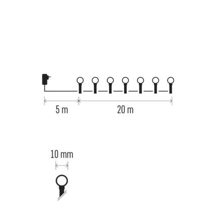 LED božićni lanac 200xLED/8 funkcija 25 m IP44 višebojno