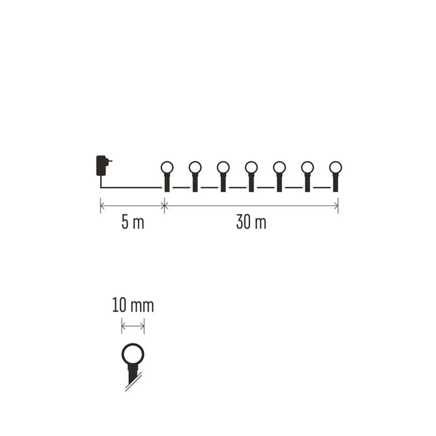 LED božićni lanac 300xLED/8 funkcija 35m IP44 topla bela