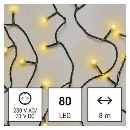 LED božićni lanac 80xLED/230V/8 funkcija 13m IP44 topla bela