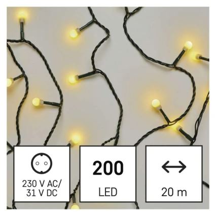 LED božićni niz 200 LED / 8 funkcija, 20 m, IP44, topla bela