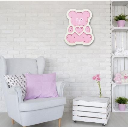 LED Dečija lampica LED/2xAA roze medved