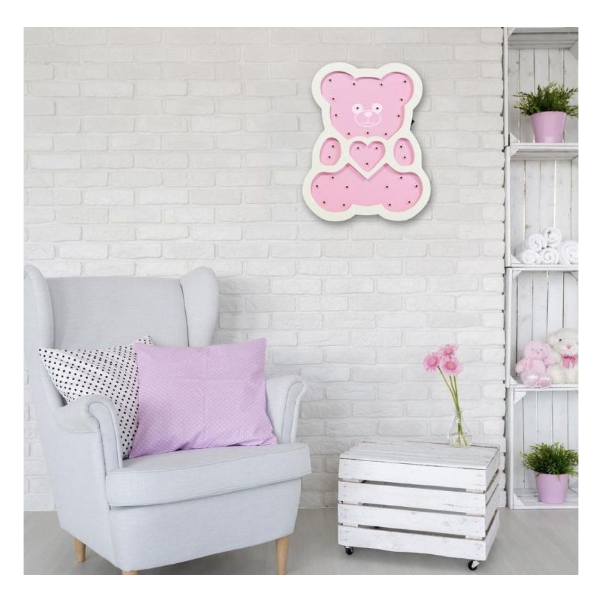 LED Dečija lampica LED/2xAA roze medved