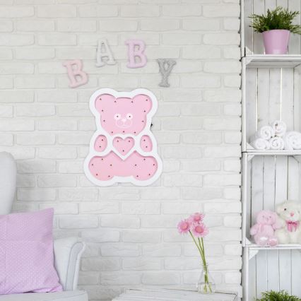 LED Dečija lampica LED/2xAA roze medved