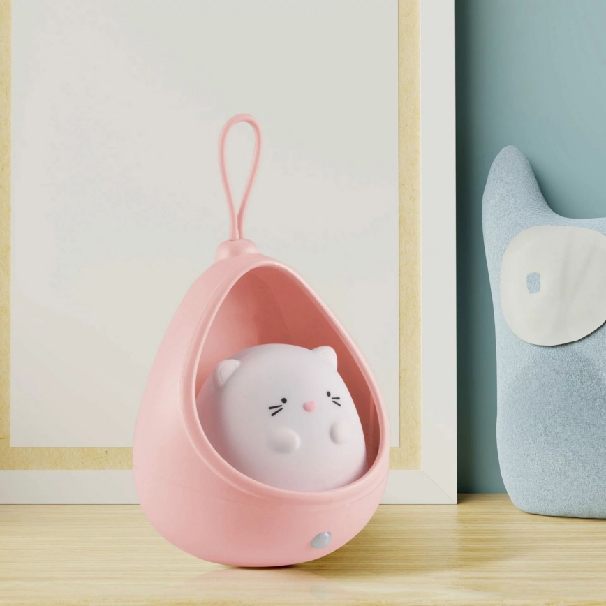 LED Dečija orijentacijska Lampa sa senzorom KITTY LED/0,5W/5V USB 1200 mAh roze