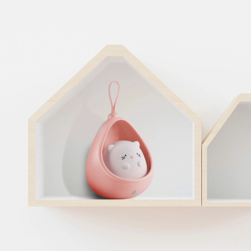 LED Dečija orijentacijska Lampa sa senzorom KITTY LED/0,5W/5V USB 1200 mAh roze