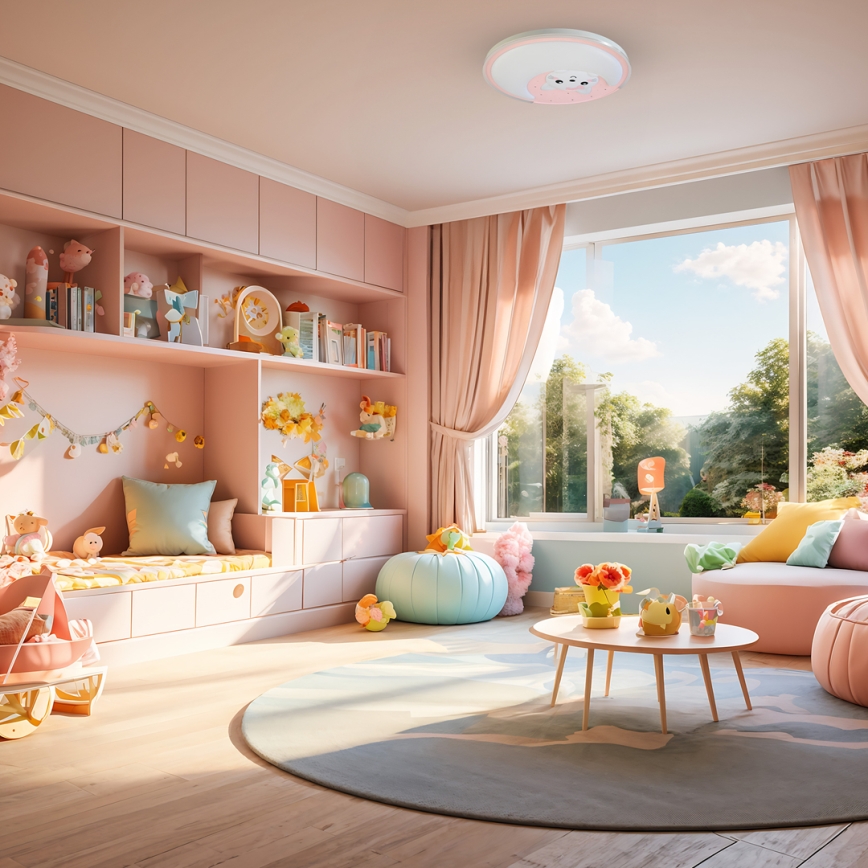 LED Dečija plafonjera MOONCAT LED/34W/230V roze