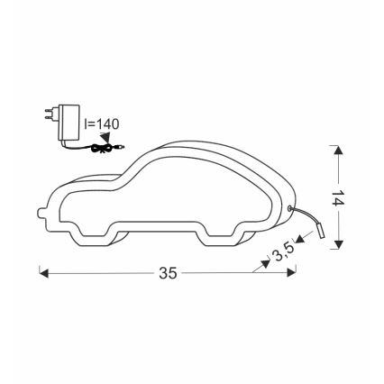 LED dečija stona lampa CAR LED/11W/230V crna