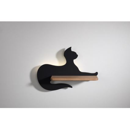 LED Dečija zidna lampa sa policom BLACK CAT LED/5W/230V, 