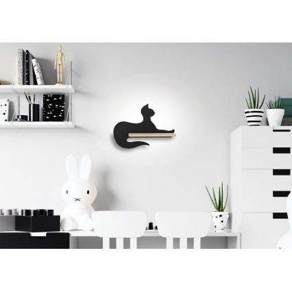 LED Dečija zidna lampa sa policom BLACK CAT LED/5W/230V, 