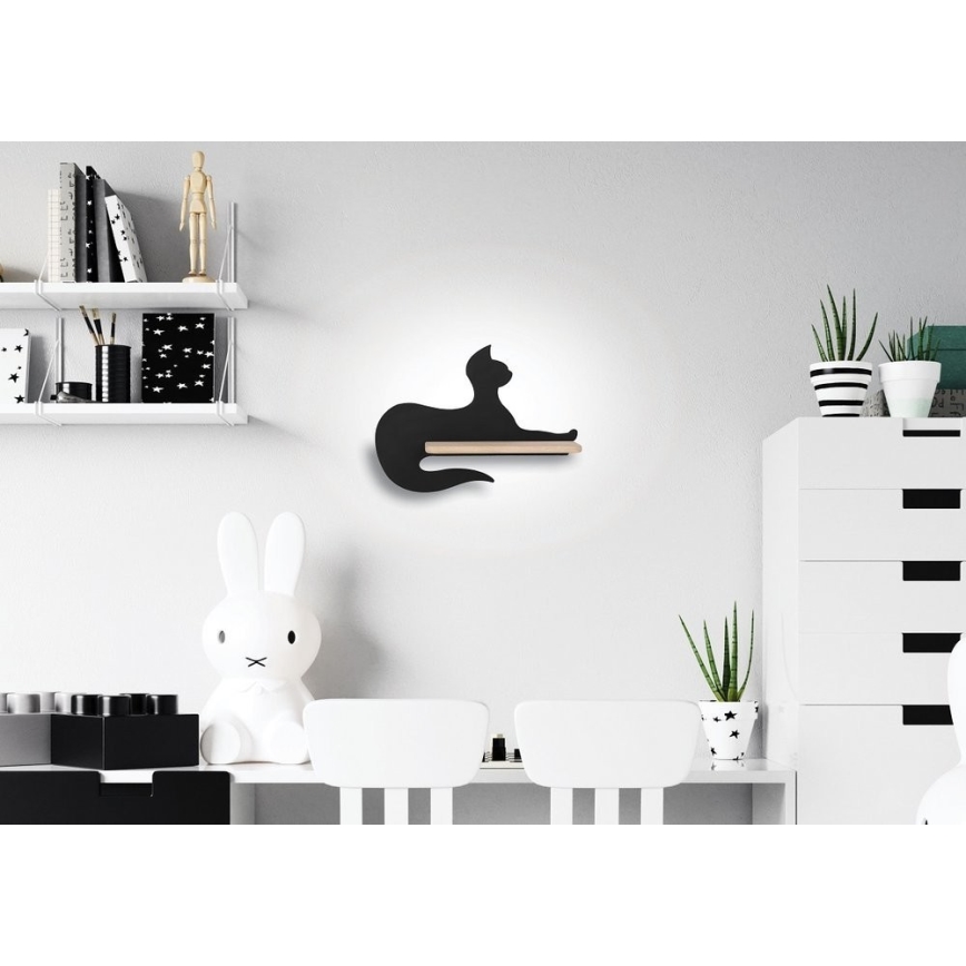 LED Dečija zidna lampa sa policom BLACK CAT LED/5W/230V, 