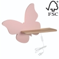 LED Dečija zidna lampa sa policom BUTTERFLY LED/5W/230V roze/drvo