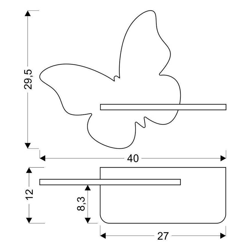 LED Dečija zidna lampa sa policom BUTTERFLY LED/5W/230V roze/drvo