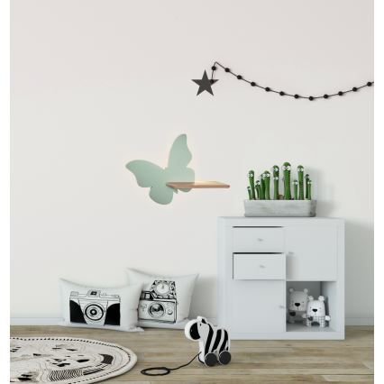 LED Dečija zidna lampa sa policom BUTTERFLY LED/5W/230V zelena/drvo