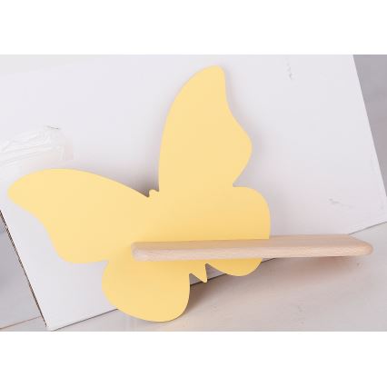 LED Dečija zidna lampa sa policom BUTTERFLY LED/5W/230V žuta/drvo