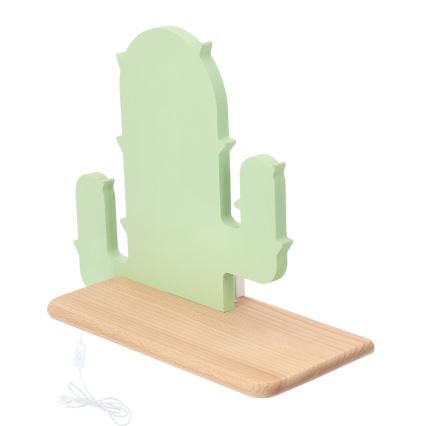 LED Dečija zidna lampa sa policom CACTUS LED/4W/230V zelena/drvo