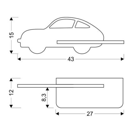 LED Dečija zidna lampa sa policom CAR LED/5W/230V plava/drvo