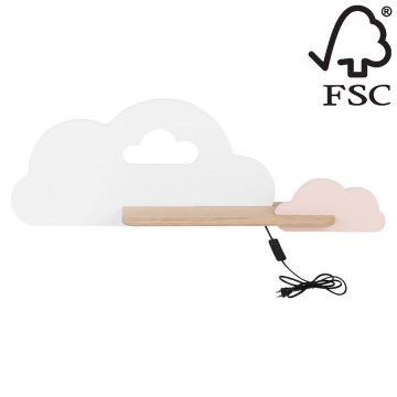 LED Dečija zidna lampa sa policom CLOUD LED/5W/230V bela/roze