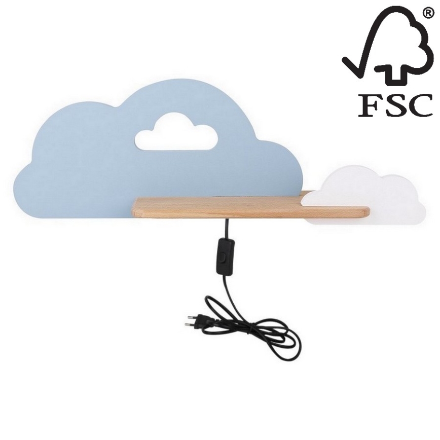 LED Dečija zidna lampa sa policom CLOUD LED/5W/230V plava/bela