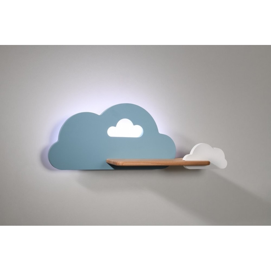 LED Dečija zidna lampa sa policom CLOUD LED/5W/230V plava/bela