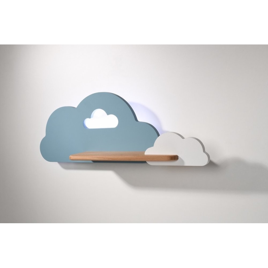LED Dečija zidna lampa sa policom CLOUD LED/5W/230V plava/bela