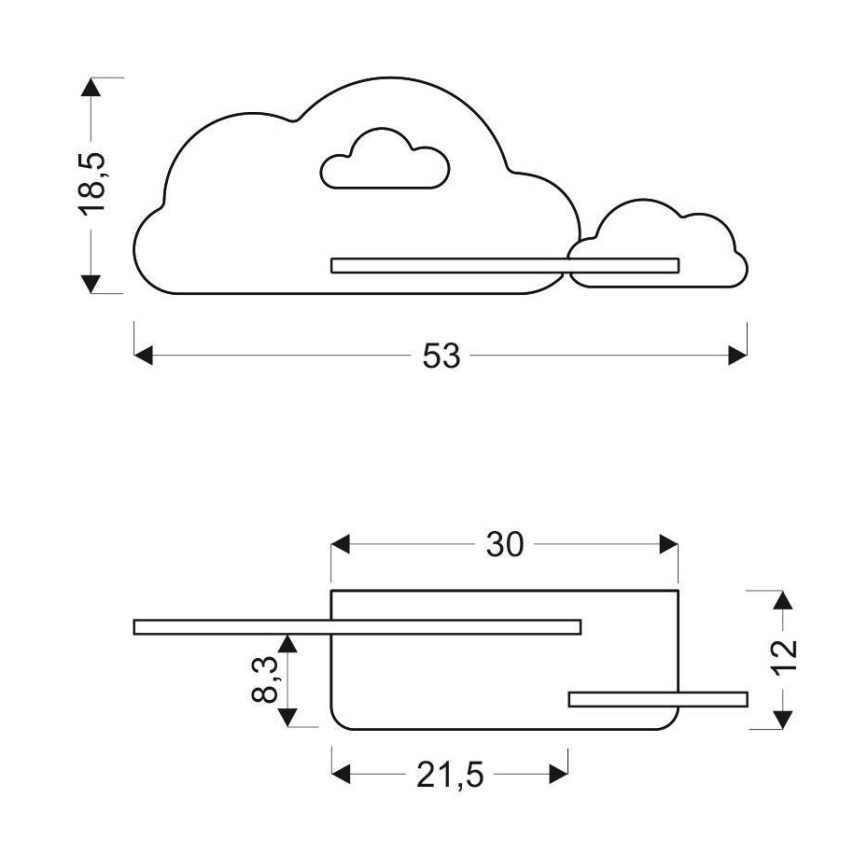 LED Dečija zidna lampa sa policom CLOUD LED/5W/230V plava/bela