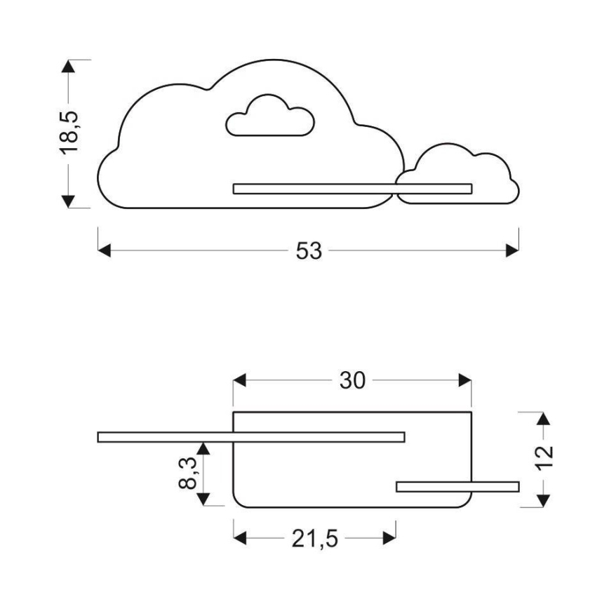 LED Dečija zidna lampa sa policom CLOUD LED/5W/230V plava, 