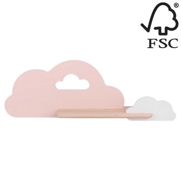 LED Dečija zidna lampa sa policom CLOUD LED/5W/230V roze/bela