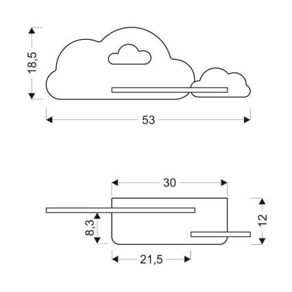 LED Dečija zidna lampa sa policom CLOUD LED/5W/230V roze/bela