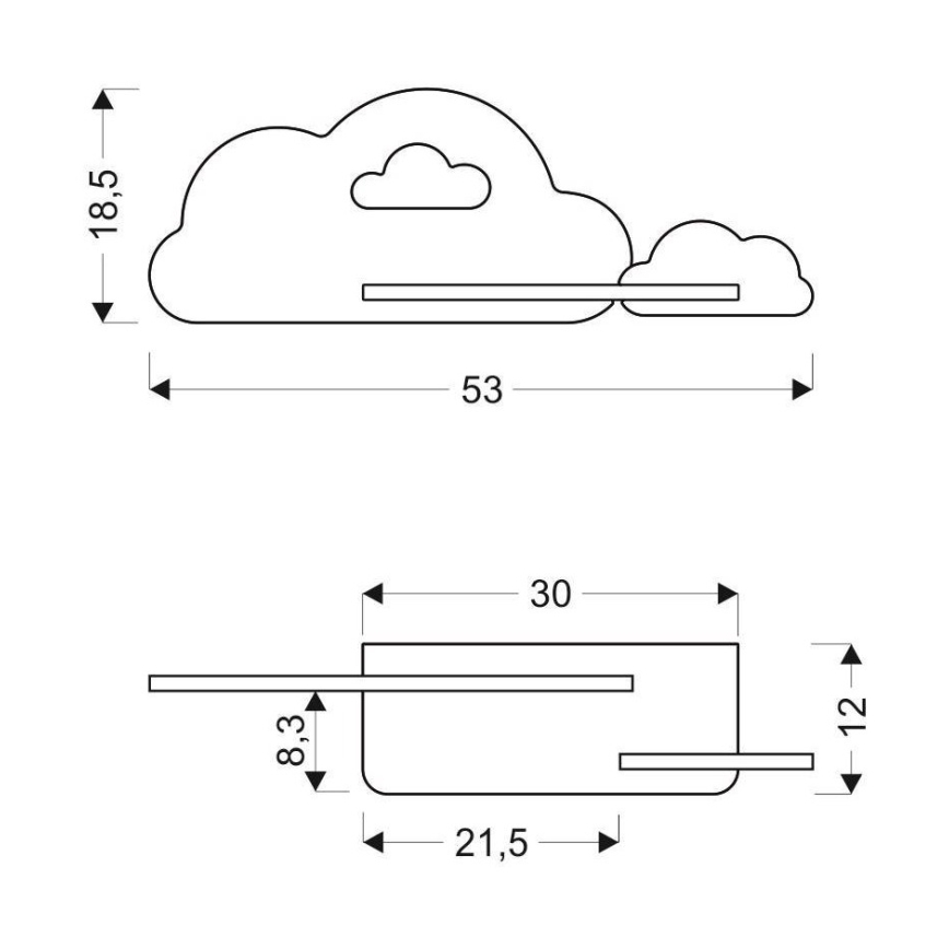 LED Dečija zidna lampa sa policom CLOUD LED/5W/230V roze/bela