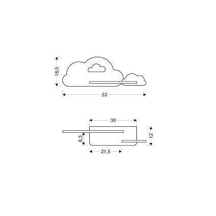 LED Dečija zidna lampa sa policom CLOUD LED/5W/230V roze/bela