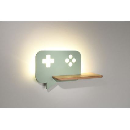 LED Dečija zidna lampa sa policom CONSOLE LED/5W/230V zelena