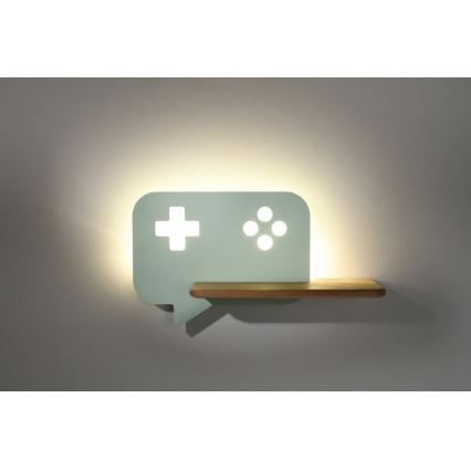 LED Dečija zidna lampa sa policom CONSOLE LED/5W/230V zelena
