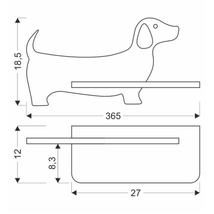 LED Dečija zidna lampa sa policom DOG LED/5W/230V crno/drvo