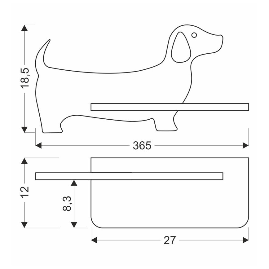 LED Dečija zidna lampa sa policom DOG LED/5W/230V crno/drvo