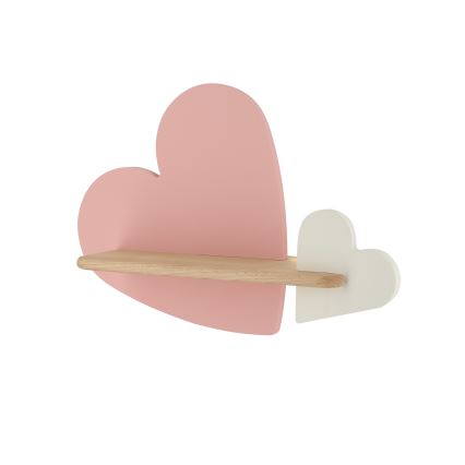 LED Dečija zidna lampa sa policom HEART LED/5W/230V roze/bela/drvo