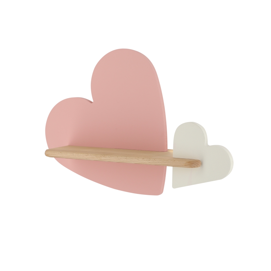 LED Dečija zidna lampa sa policom HEART LED/5W/230V roze/bela/drvo
