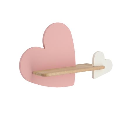 LED Dečija zidna lampa sa policom HEART LED/5W/230V roze/bela/drvo