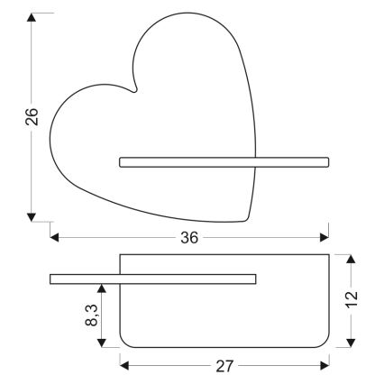LED Dečija zidna lampa sa policom HEART LED/5W/230V roze/drvo