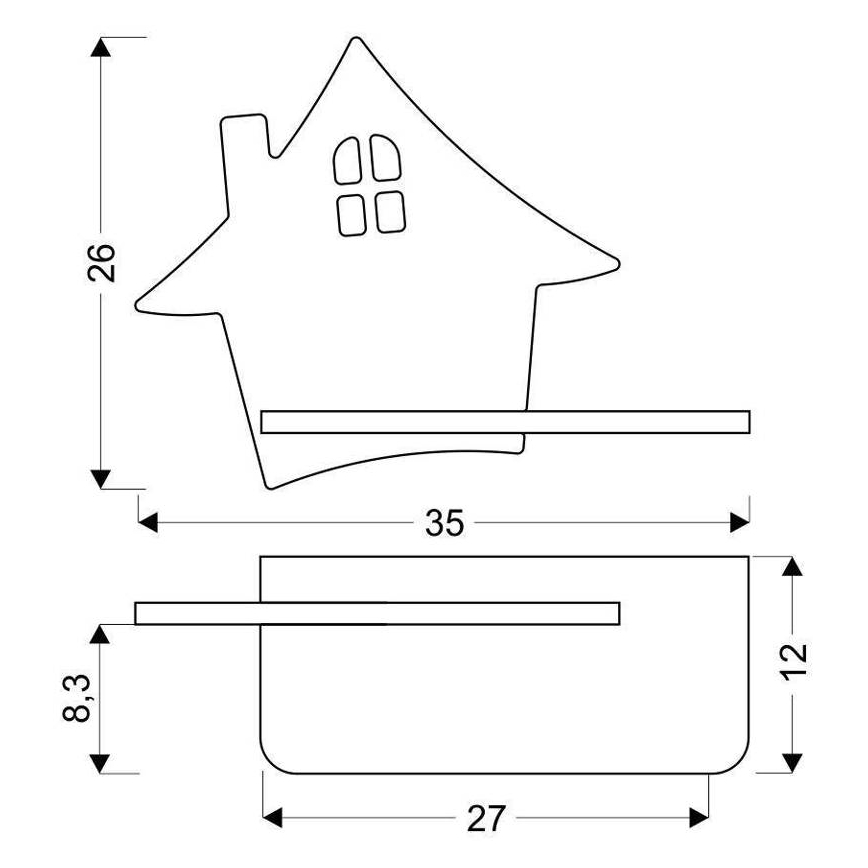 LED Dečija zidna lampa sa policom HOUSE LED/4W/230V sivo/drvo