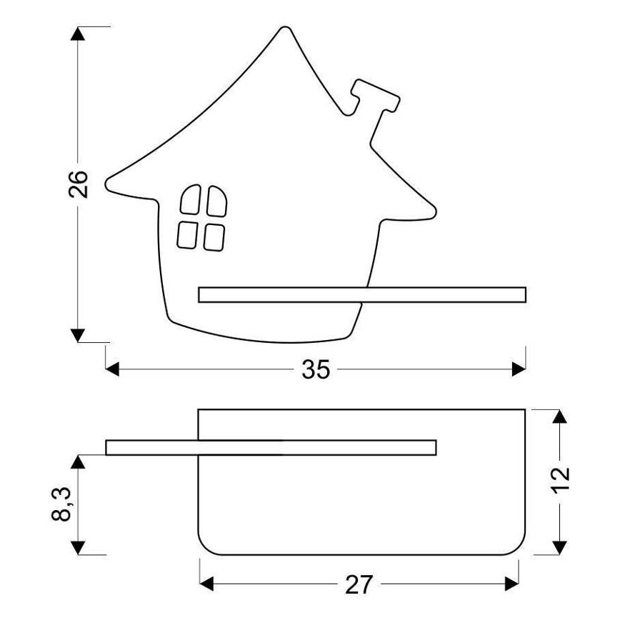 LED Dečija zidna lampa sa policom HOUSE LED/4W/230V zelena/drvo