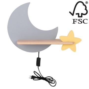LED Dečija zidna lampa sa policom MOON LED/5W/230V, 