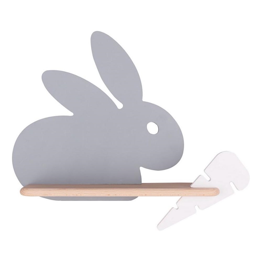 LED Dečija zidna lampa sa policom RABBIT LED/4W/230V sivo/bela/drvo