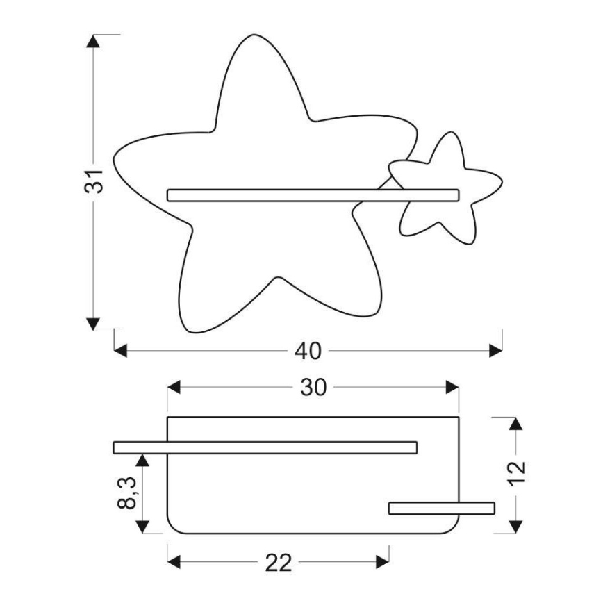 LED Dečija zidna lampa sa policom STAR LED/5W/230V, 