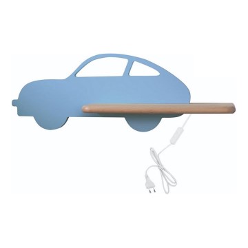 LED dečije zidno svetlo sa policom CAR LED/5W/230V plava/drvo,