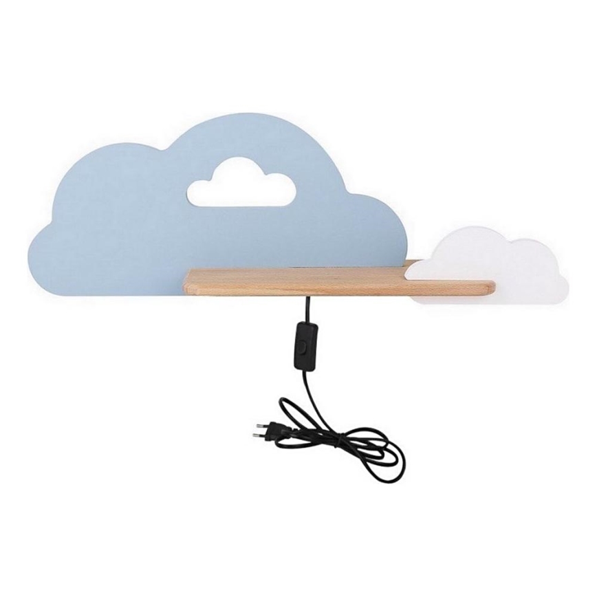 LED Dečije zidno svetlo sa policom CLOUD LED/5W/230V plavo/belo,