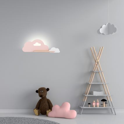 LED Dečije zidno svetlo sa policom CLOUD LED/5W/230V ružičasto/belo,