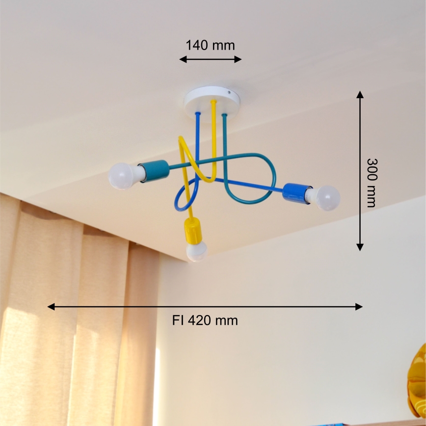 LED Dečiji nadgradni luster OXFORD 3xE27/15W/230V