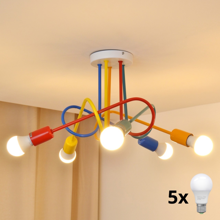 LED Dečiji nadgradni luster OXFORD 5xE27/15W/230V