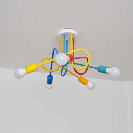 LED Dečiji nadgradni luster OXFORD 5xE27/15W/230V