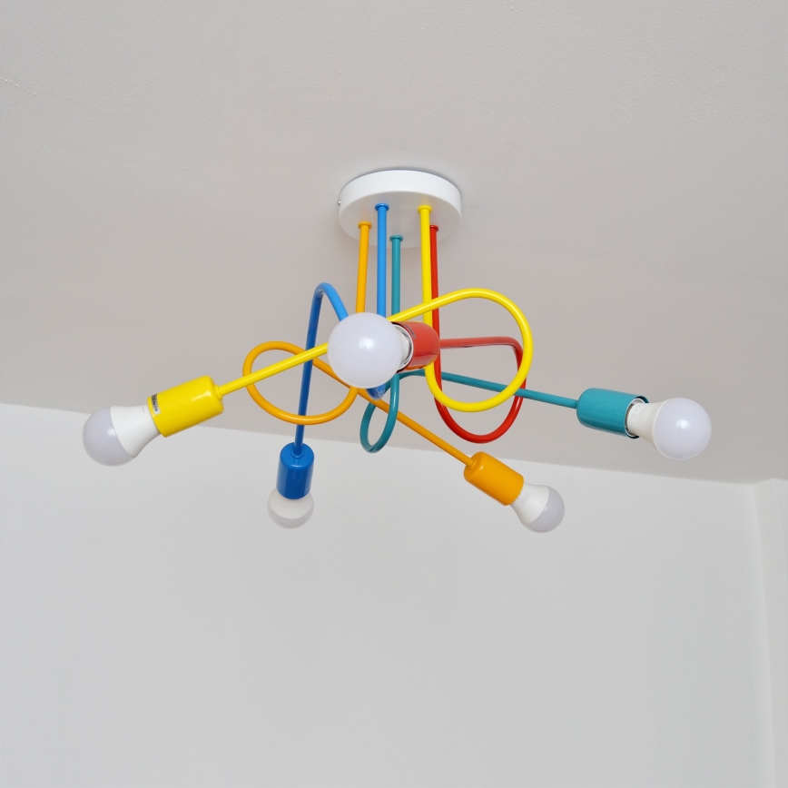 LED Dečiji nadgradni luster OXFORD 5xE27/15W/230V